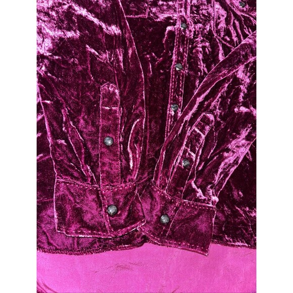 Sundance Cassity Velvet Shirt M Button Down Western Pearl Snap Silk Blend Rodeo - Picture 6 of 10